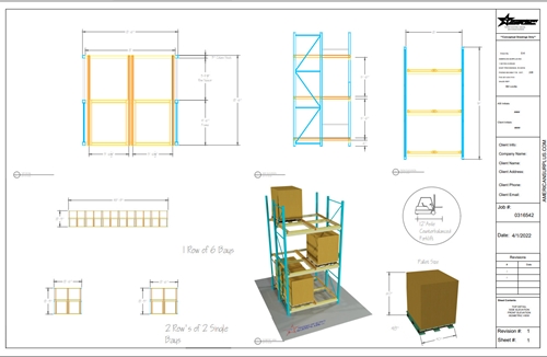 Push Back Rack CAD Drawing